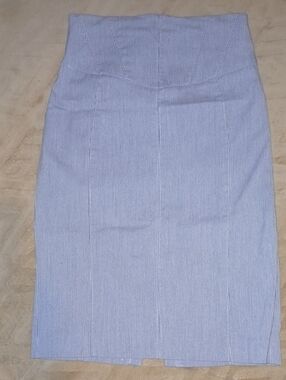 Womens Express Grey Striped Pencil Skirt Corset Stitching Back Sz: 2